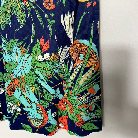 Vintage Mushroom Fungi Floral Bird Print Dress Sleeveless Size Medium - Picture 9 of 12